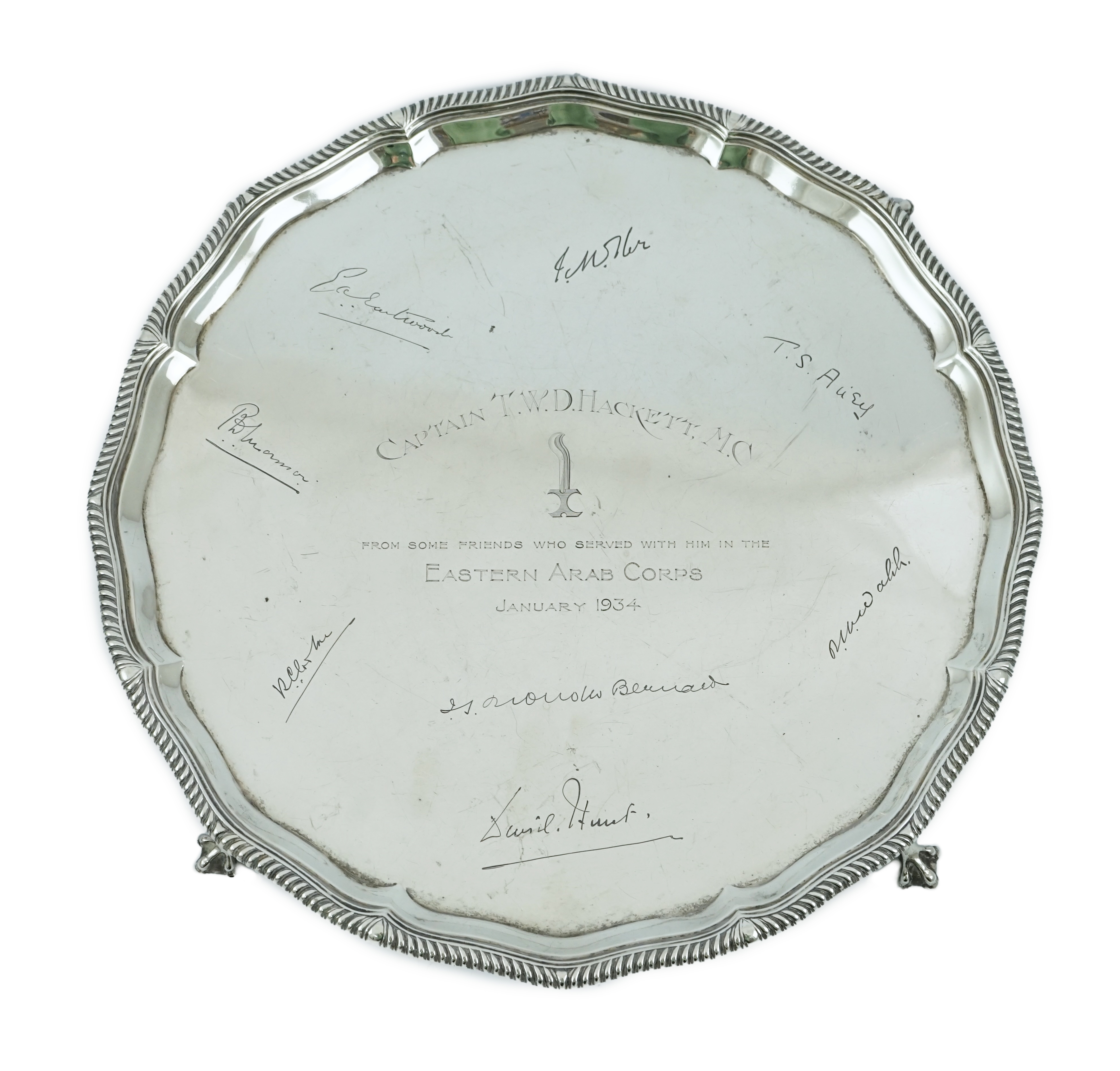 A George V silver salver by Goldsmiths & Silversmiths Co Ltd